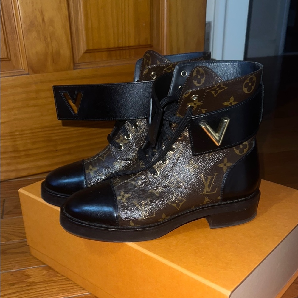 Louis Vuitton Women's Black and Brown Ankle Boots